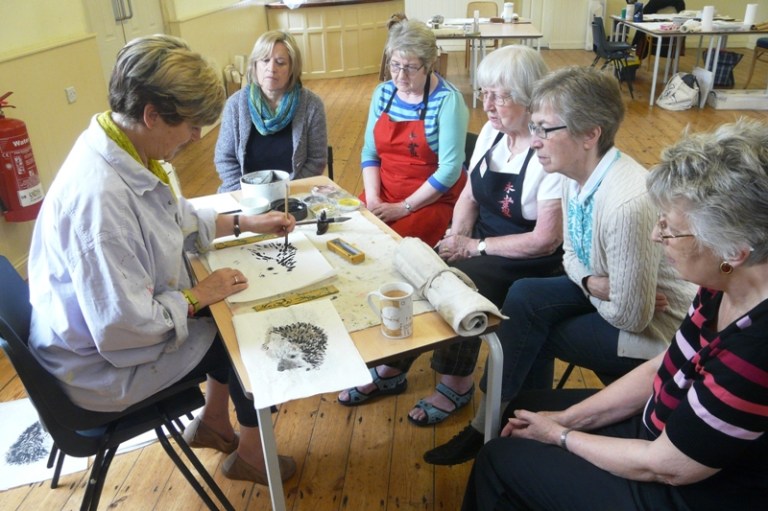 Claire demonstrating hedgehogs at Grendon 2016