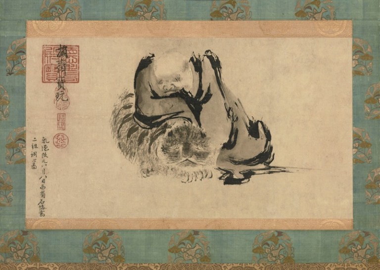 2 Chan Patriarchs harmonising their minds - detail - Shi Ke 10th C 35x64cm