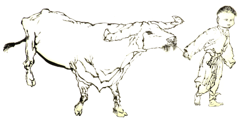 Ox and boy 1 - outline - Paul Maslowski 2018