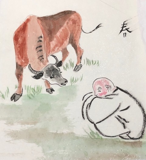 Spring Ox and boy - Janice Biscoe 2020