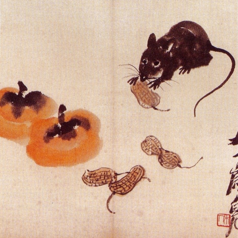 Rat Peanuts and Persimmon - Qi Baishi 1950