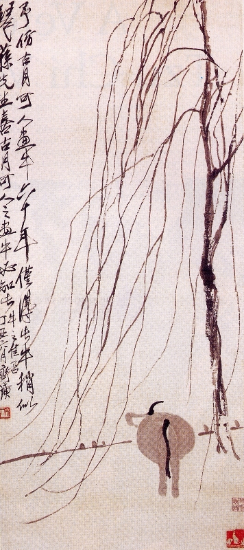 Willow and Cow - Qi Baishi 1937 85x37cm