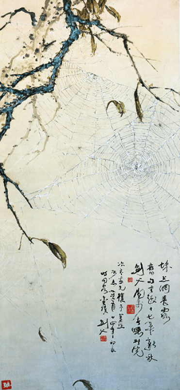 Dew on a Spider web in the early morning - Gao Jianfu 1928
