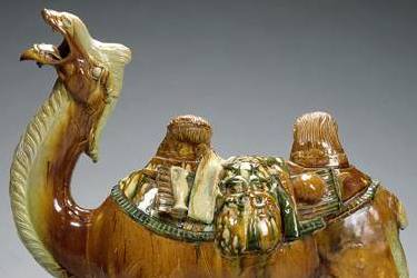 Head - Camel Bactrian tri-coloured detail - 690-750AD Tang